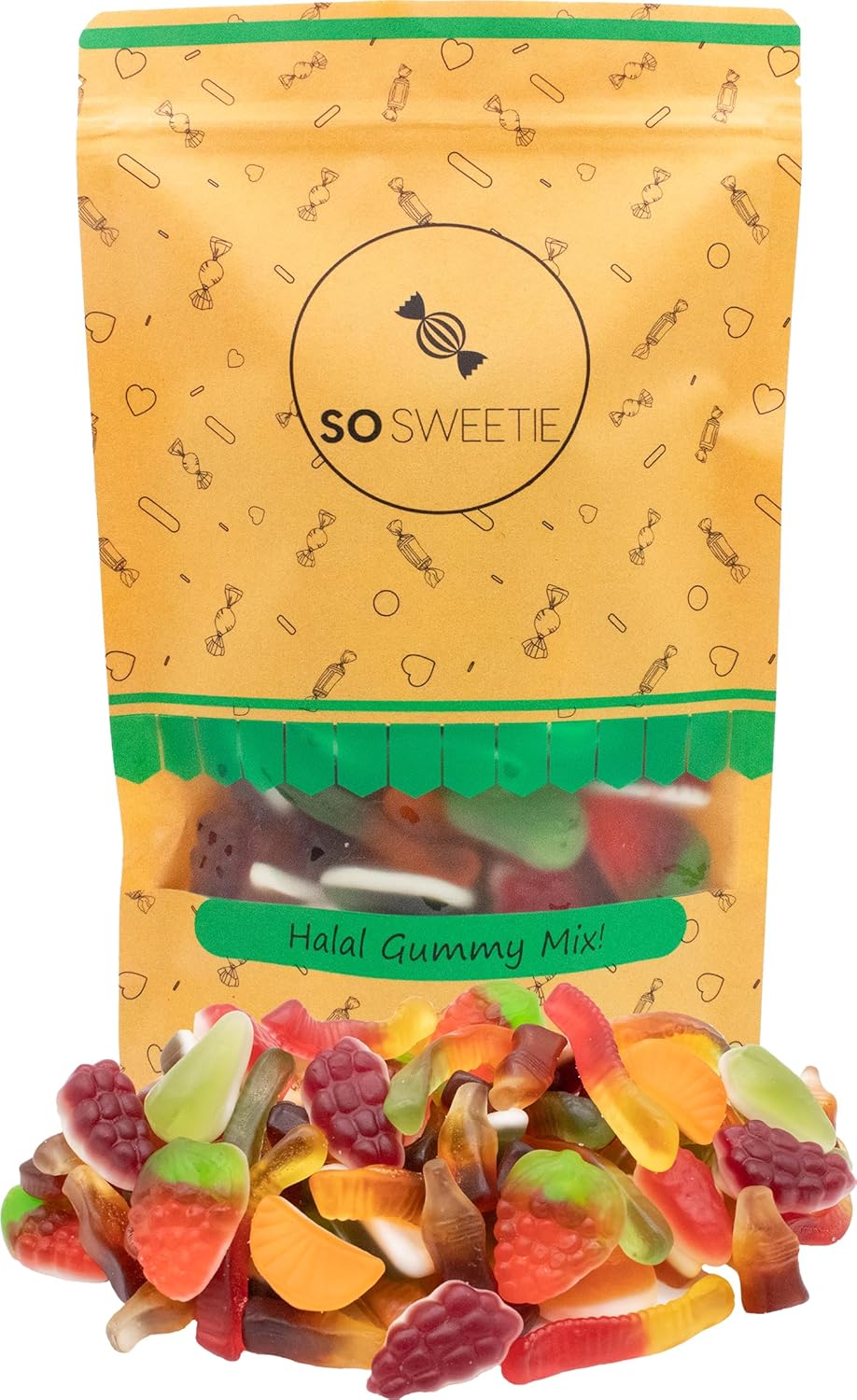 SoSweetie 100% Halal Sweets - Large Retro Candy Sweeties 600g Pouch Gummy Halal Pick and Mix Sweets