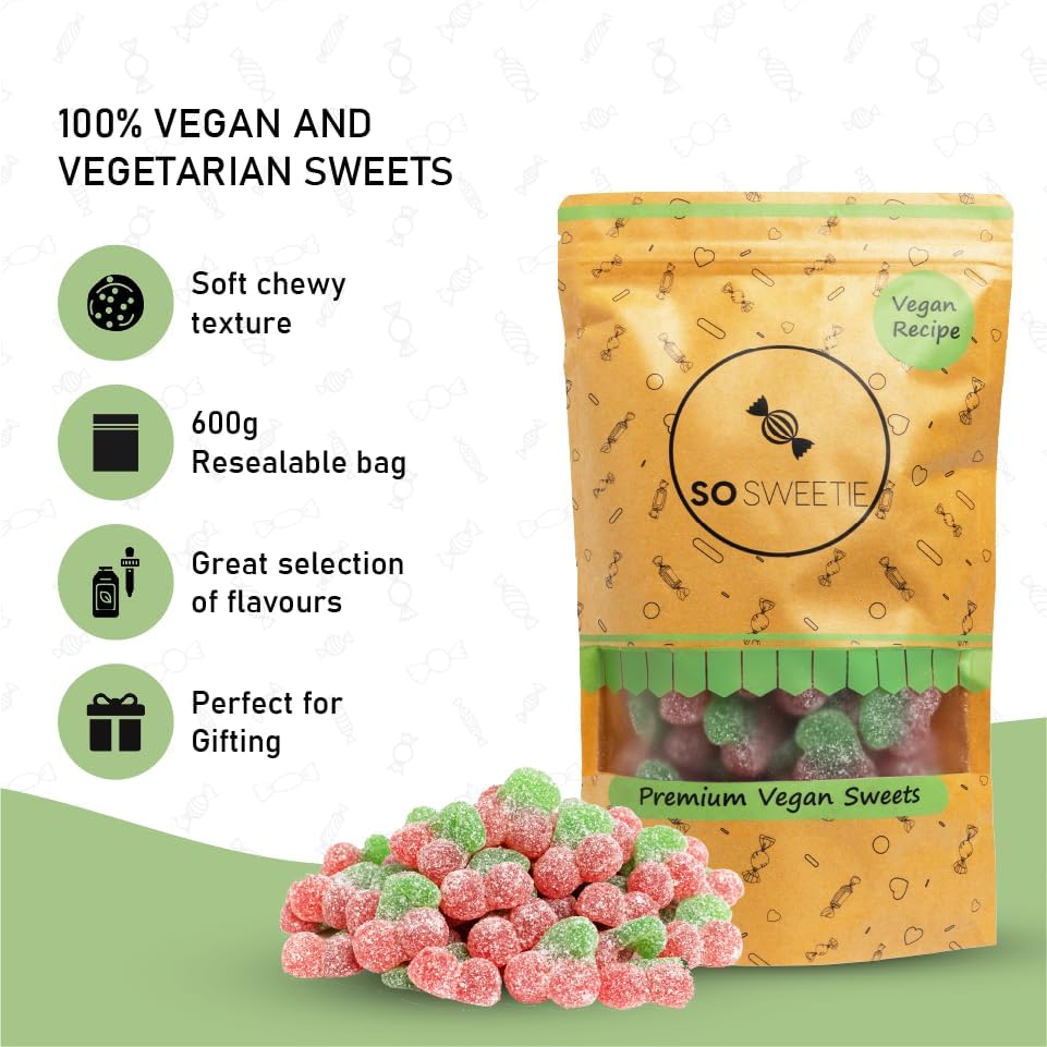 SoSweetie VEGAN Fizzy Cherry Sweets | Pick and Mix Fizzy sweets in a resealable pouch