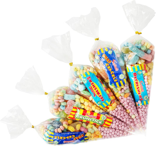 5 x Sweet Cones Pre Filled [PINK] Vegan and Halal Sweets - Friendly Party Bag Sweets for boys and girls - perfect for birthday parties and gifts