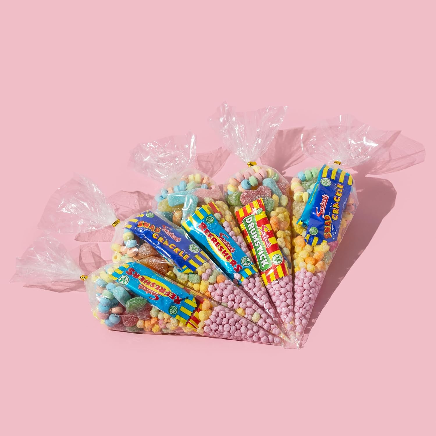 5 x Sweet Cones Pre Filled [PINK] Vegan and Halal Sweets - Friendly Party Bag Sweets for boys and girls - perfect for birthday parties and gifts