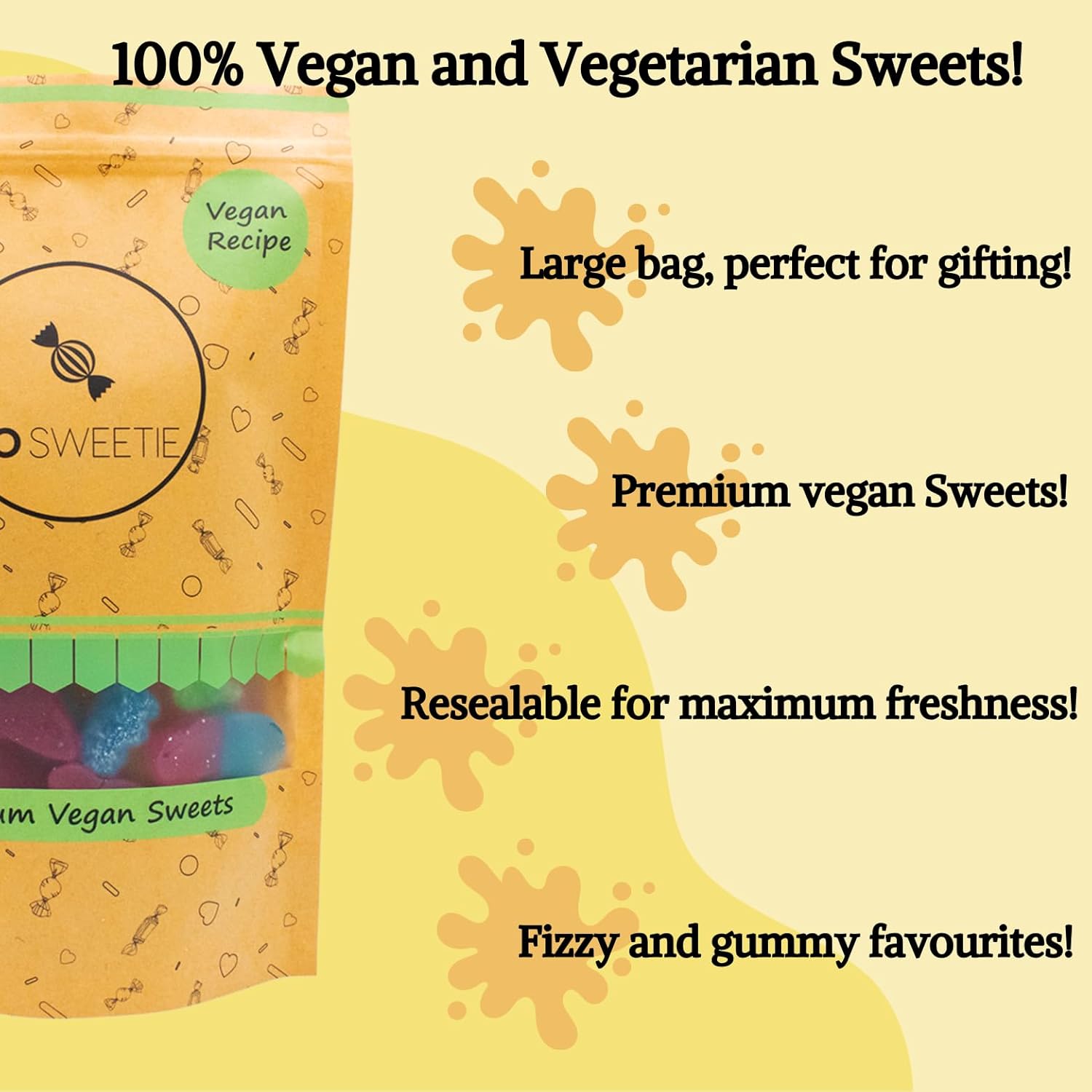 SoSweetie VEGAN Sweets Premium Pick and Mix Sweets in a resealable pouch